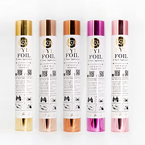 FYL Foil Toner Foil - Transfer Sheets - Gold,Rose Gold,Orange,Fuchsia,Pink, 7...