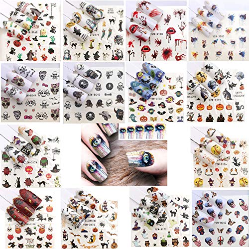 Nail Stickers Nail Art Accessories Decals 24 Sheets Ghost Skull Water Transfe...