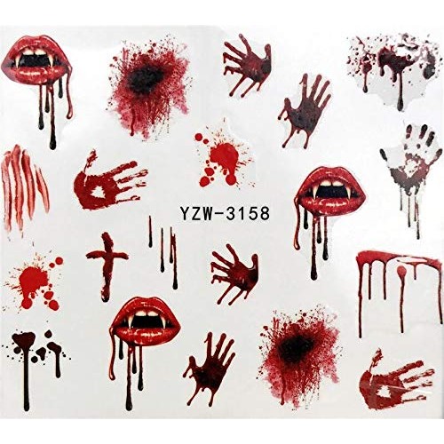 Nail Stickers Nail Art Accessories Decals 24 Sheets Ghost Skull Water Transfe...