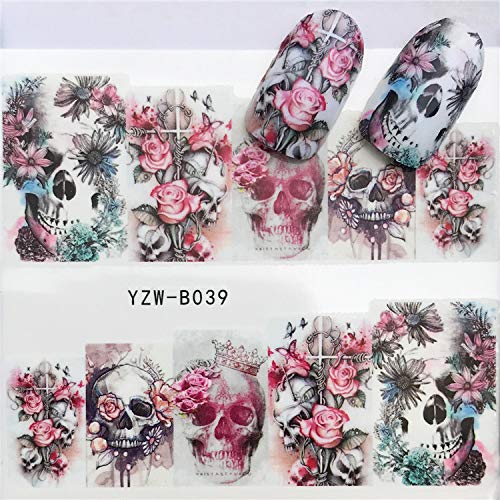 Nail Stickers Nail Art Accessories Decals 24 Sheets Ghost Skull Water Transfe...