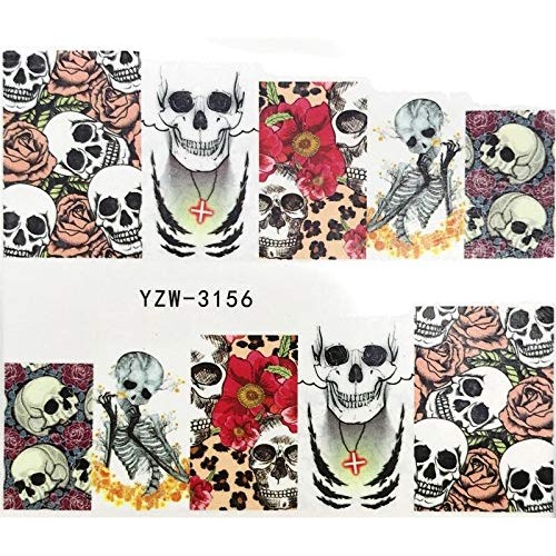Nail Stickers Nail Art Accessories Decals 24 Sheets Ghost Skull Water Transfe...