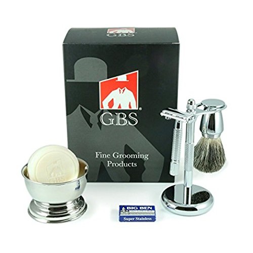 G.B.S Men’s Grooming Shaving kit For Wet Shaving Butterfly DE Safety Razor, S...