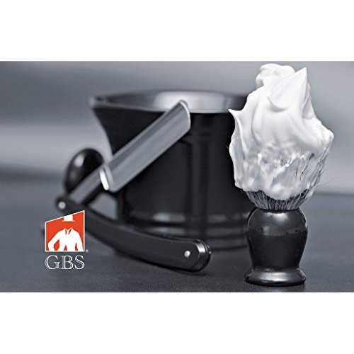 G.B.S Men's Black Ceramic Shaving Soap Bowl/Mug - Knob Handle- 3 Oz All Natur...
