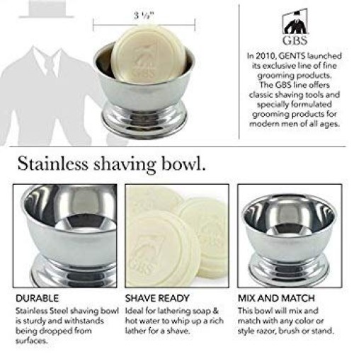 G.B.S Men's Chrome Shaving Soap Bowl/Mug to Provide Grip While Creating Rich ...