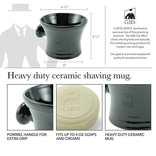 G.B.S Men's Grooming Set with Classic Shaving Soap Mug with Knob Handle, Synt...