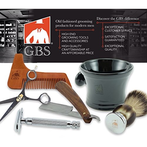 G.B.S Men's Grooming Set with Classic Shaving Soap Mug with Knob Handle, Synt...