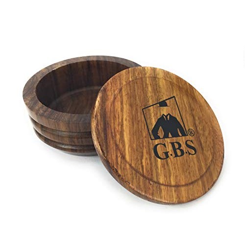 G.B.S - Wood Shaving Mug/Bowl With Lid 3.5" Diameter - Shave Soap Clean With ...