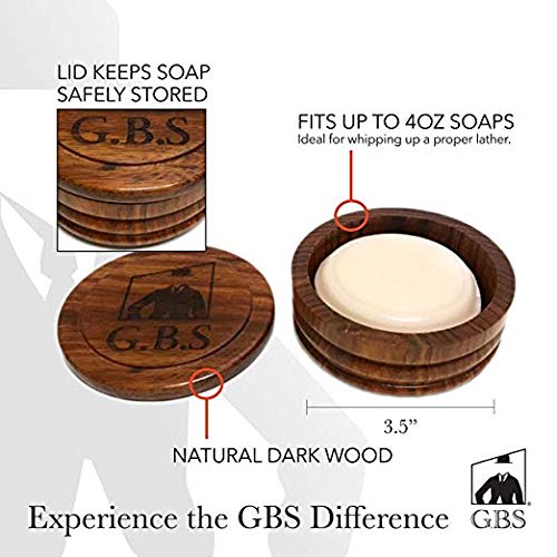 G.B.S - Wood Shaving Mug/Bowl With Lid 3.5" Diameter - Shave Soap Clean With ...