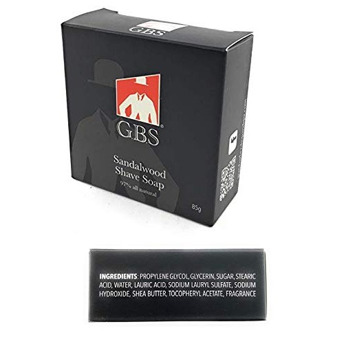 GBS Men's Sandalwood Shaving Soap 97% All Natural Enriched with Shea Butter a...