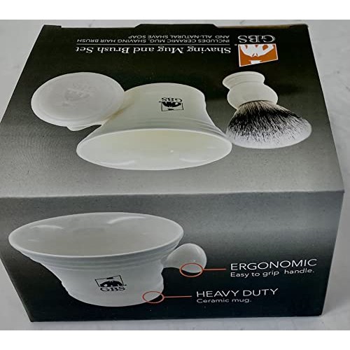 GBS Men's Shaving Set Ivory - 3 Piece set - Hair Brush, Ceramic Mug & 97% All...