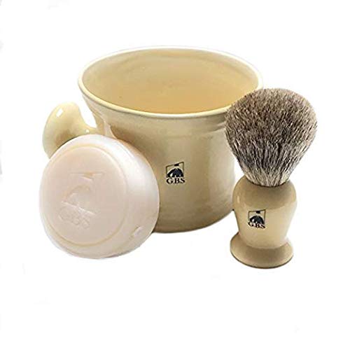 GBS Men's Shaving Set Ivory - 3 Piece set - Hair Brush, Ceramic Mug & 97% All...