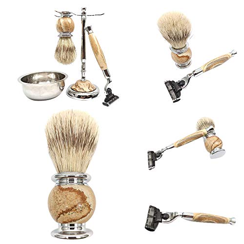 G castle Luxury Shave Kit for Men shaving set with pure stone boar hair pig h...