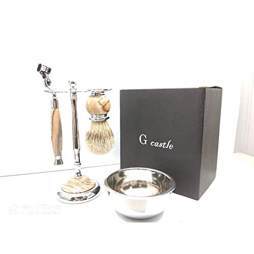 G castle Luxury Shave Kit for Men shaving set with pure stone boar hair pig h...