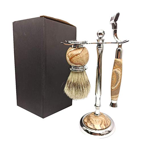 G castle Luxury Shave Kit for Men shaving set with pure stone boar hair pig h...