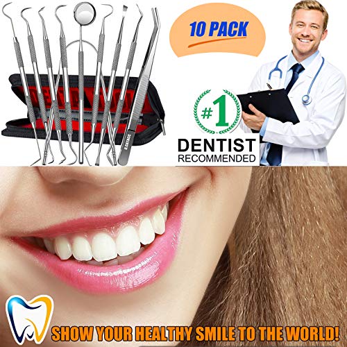 Dental Tools, 10 Pack Professional Plaque Remover Teeth Cleaning Tools Set, S...