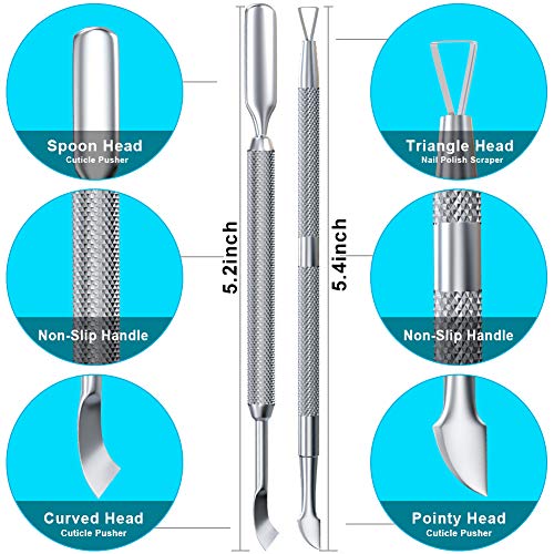 2PCS Metal Silver Cuticle Pusher and Cutter Remover Salon Quality Stainless S...