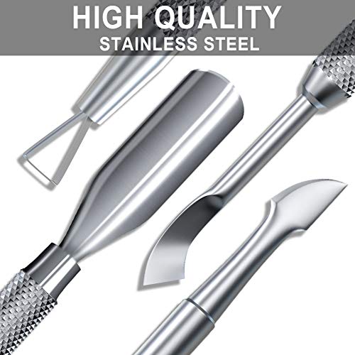 2PCS Metal Silver Cuticle Pusher and Cutter Remover Salon Quality Stainless S...