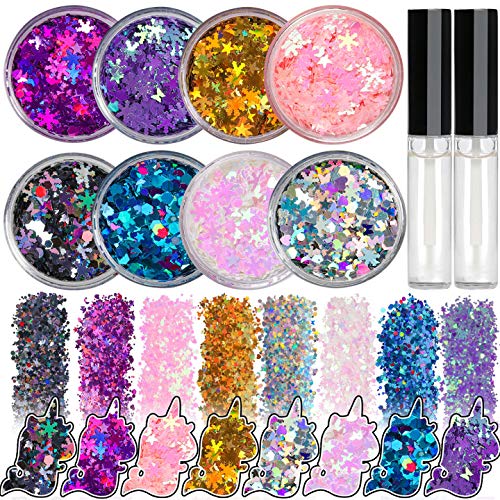 8 Jars of Cosmetic Chunky Glitter Shimmer Body Face Hair Eye Musical Festival...