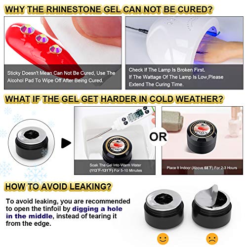 Nail Art 8ml/One Jar of Wipe-Off Rhinestone Glue Gel Adhesive Resin Gem Jewel...