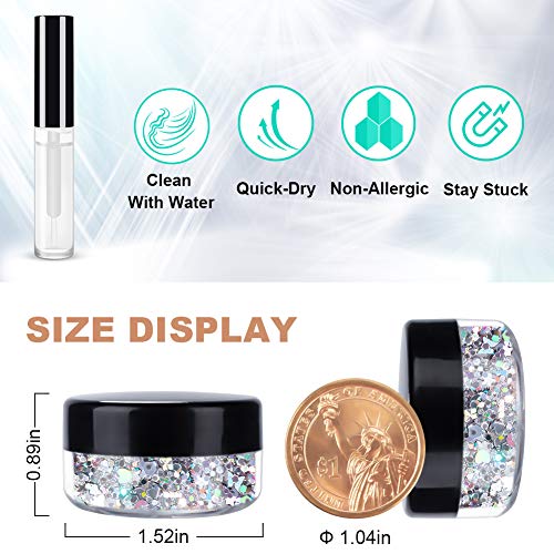 Silver Holographic Chunky Cosmetic Glitter Body Hair Face Eye Nail for Festiv...