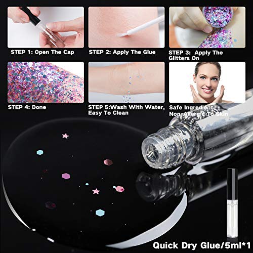 Unicorn Iridescent Chunky Glitter Cosmetic Body Face Hair Eye Nail Glitter Mu...