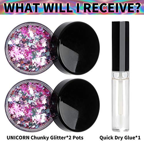 Unicorn Iridescent Chunky Glitter Cosmetic Body Face Hair Eye Nail Glitter Mu...
