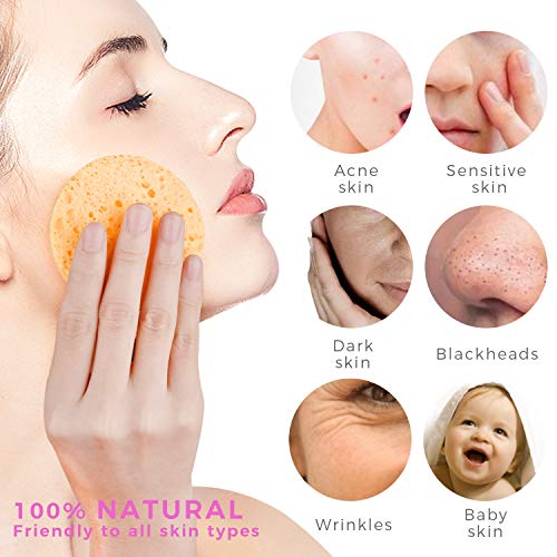 50-Count Compressed Facial Sponges, GAINWELL Cellulose Facial Sponges, 100% N...