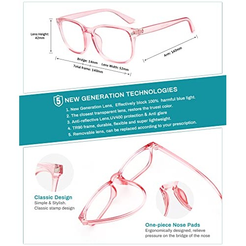 Gaoye 3-Pack Blue Light Blocking Glasses, Fashion Square Fake Nerd Eyewear An...
