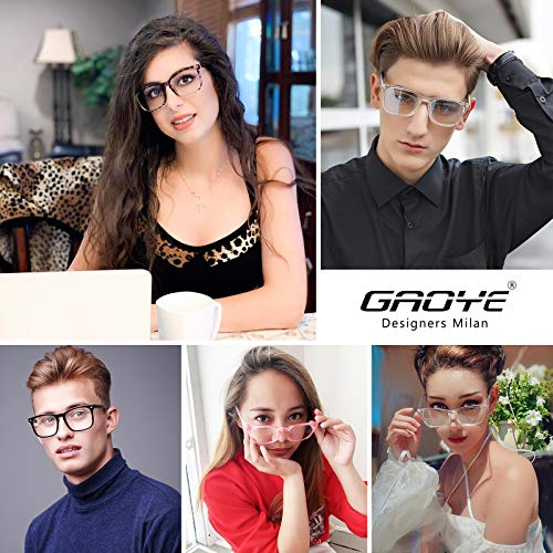 Gaoye 3-Pack Blue Light Blocking Glasses, Fashion Square Fake Nerd Eyewear An...