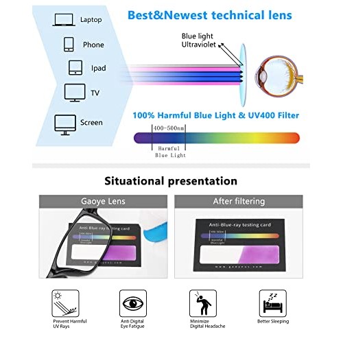 Gaoye 5-Pack Reading Glasses Blue Light Blocking,Spring Hinge Readers for Wom...