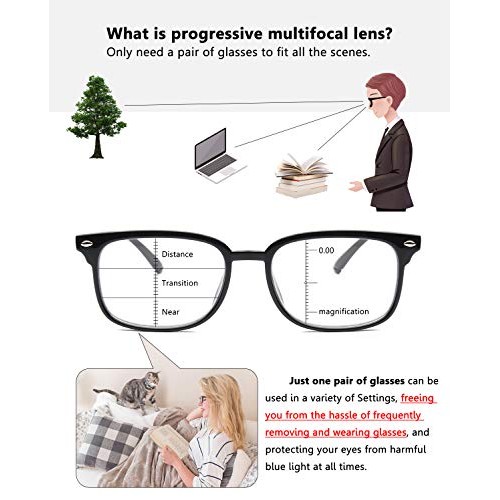 Gaoye Progressive Multifocal Reading Glasses Blue Light Blocking for Women Me...