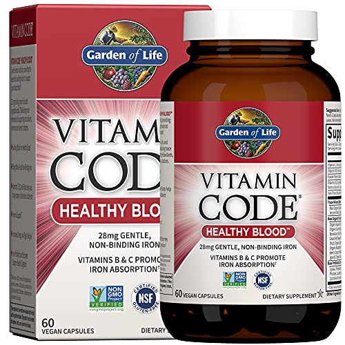 Garden of Life Vitamin Code Iron Supplement, Healthy Blood - 60 Vegan Capsule...