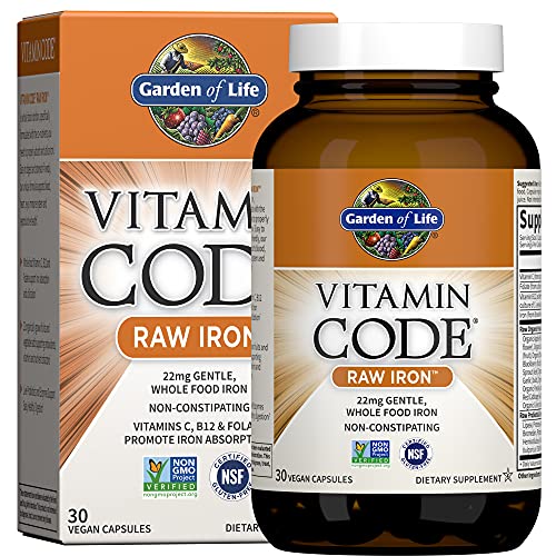 Garden of Life Vitamin Code Raw Iron Supplement - 30 Vegan Capsules, 22mg Onc...