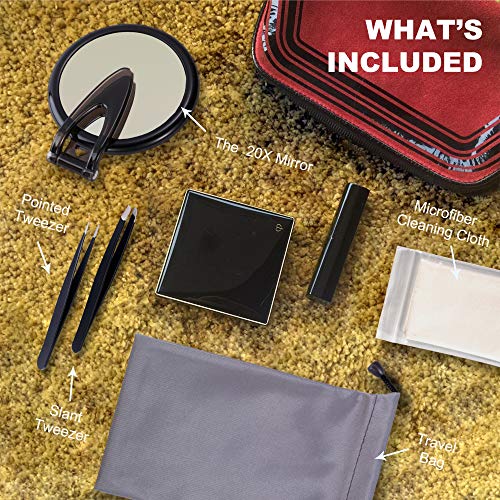 4 Inch Magnifying Mirror 20x, Travel Compact Mirror with Blackhead Tweezer, P...