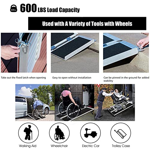 Wheelchair Ramps 10FT, gardhom 600lbs Capacity Wide 28.3” Folding Threshold R...