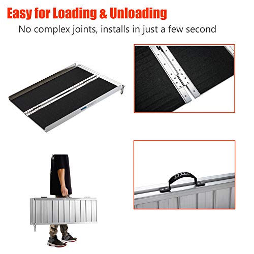 Wheelchair Ramps 4FT, gardhom Extra Wide 31.3” Folding Portable Aluminum Thre...