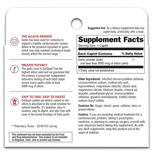 Garlique Caplets 60 Tablets (60 Count (Pack of 1))