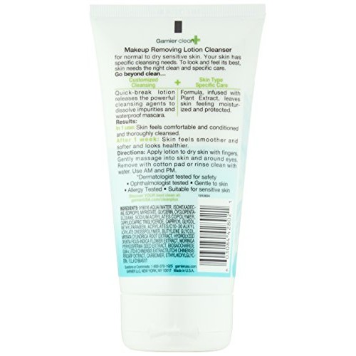 Garnier Clean+ Makeup Removing Lotion Cleanser Sensitive Skin, 5 Fluid Ounces