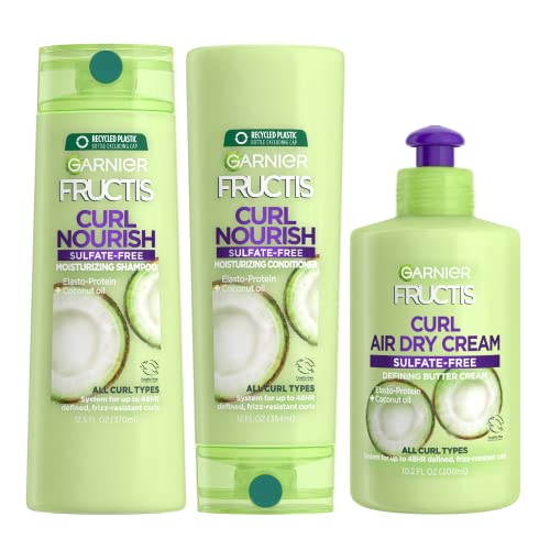 Garnier Hair Care Fructis Curl Nourish Shampoo, Conditioner, and Butter Cream...