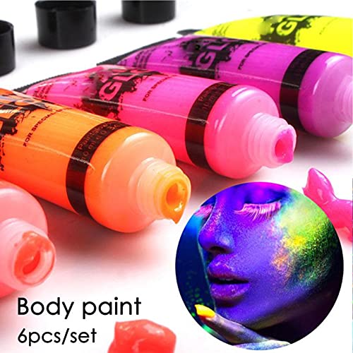GARYOB Glow in Dark Face Body Paint UV Blacklight Neon Fluorescent 0.34oz Set...