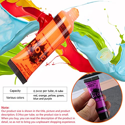GARYOB Glow in Dark Face Body Paint UV Blacklight Neon Fluorescent 0.34oz Set...