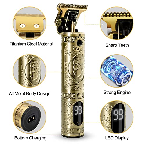 Professional Hair Clippers for Men Zero Gapped Hair Trimmer Cordless T Blade ...