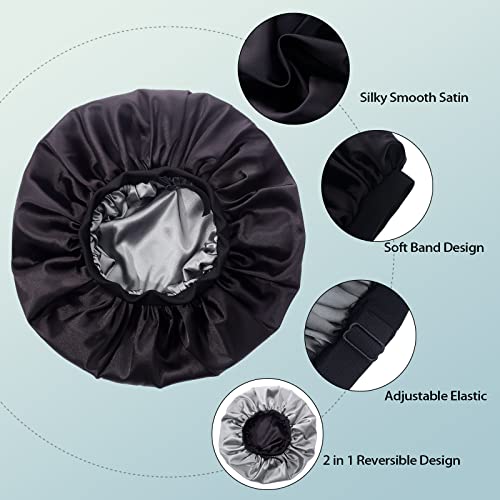 GBS Double Layer Silky Satin Bonnet for Women Hair Care with Soft Adjustable ...