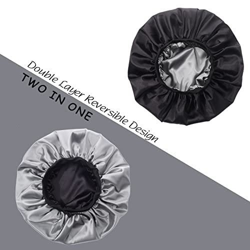 GBS Double Layer Silky Satin Bonnet for Women Hair Care with Soft Adjustable ...