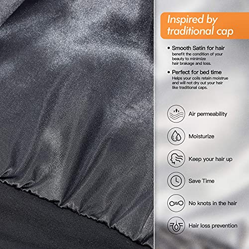 Satin Lined Hair Cover Sleep Cap - Adjustable Stay on No Fading Slouchy Skull...