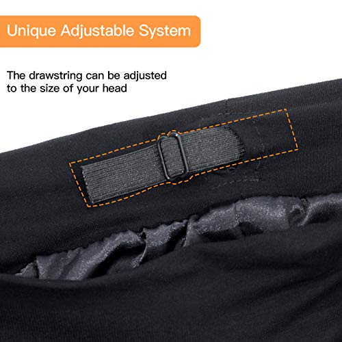 Satin Lined Hair Cover Sleep Cap - Adjustable Stay on No Fading Slouchy Skull...