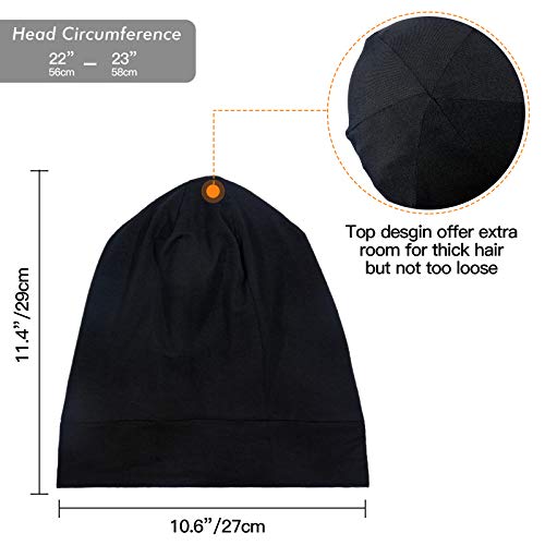 Satin Lined Hair Cover Sleep Cap - Adjustable Stay on No Fading Slouchy Skull...
