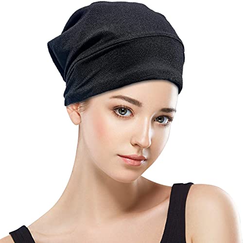 Satin Lined Hair Cover Sleep Cap - Adjustable Stay on No Fading Slouchy Skull...