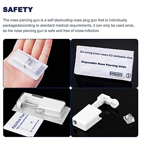 2 Pack Nose Piercing Kit, GCHSSS Disposable Safe Sterile Piercing Unit For Se...