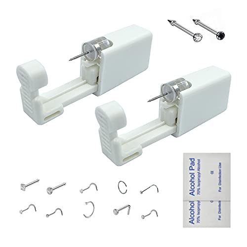 2 Pack Nose Piercing Kit, GCHSSS Disposable Safe Sterile Piercing Unit For Se...